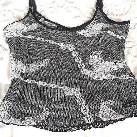 VINTAGE  Harley-Davidson Silver/Black Mesh Tank Top XS - Picture 6 of 10